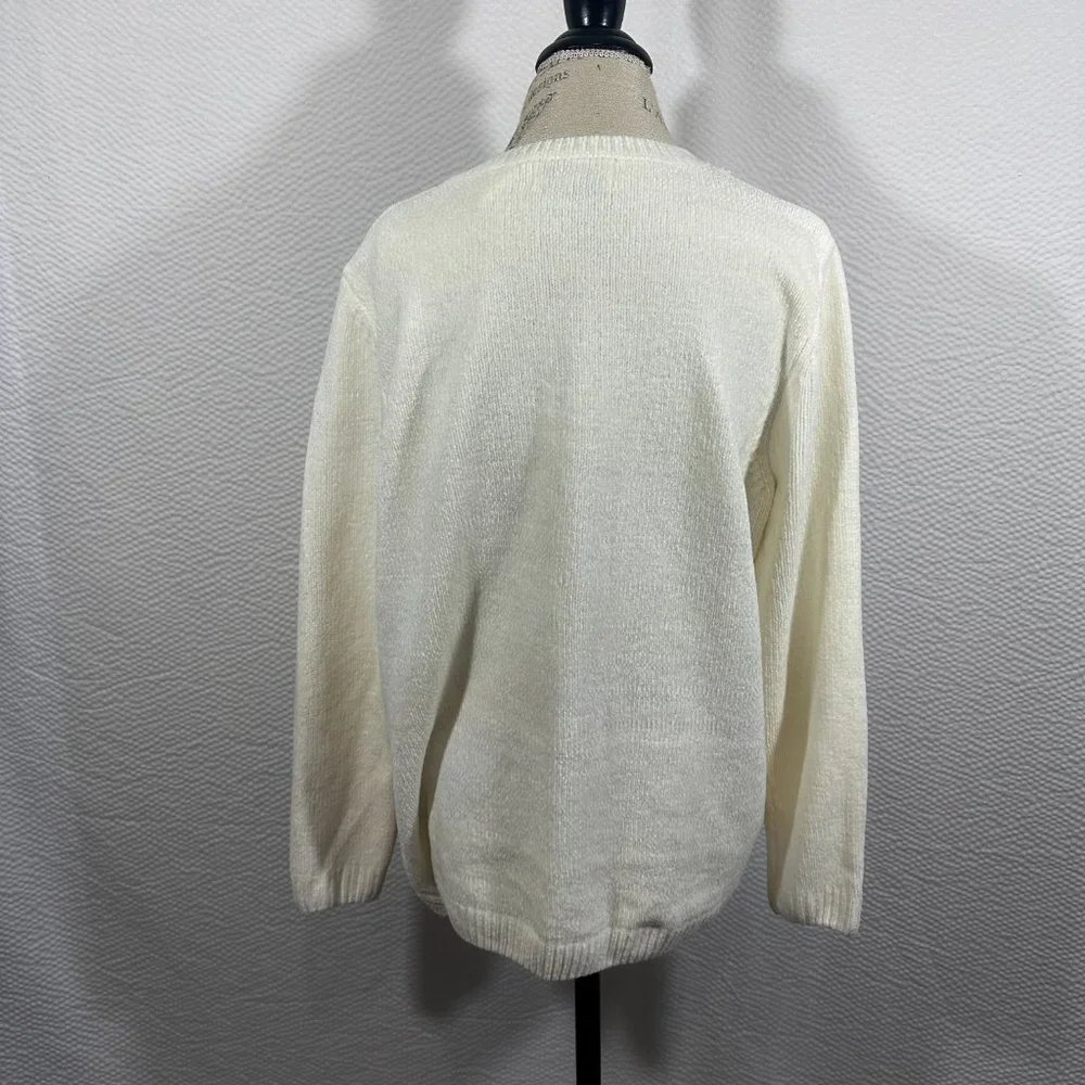 Alfred Dunner vintage argyle sweater Chenille Super Soft Colorblock Embellished - Picture 4 of 7